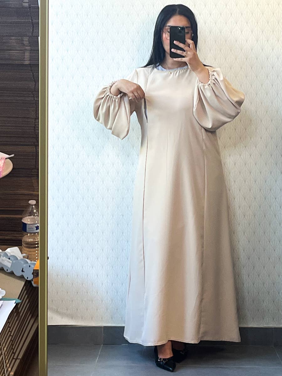 Marron - Medina silk nursing abaya with zip opening