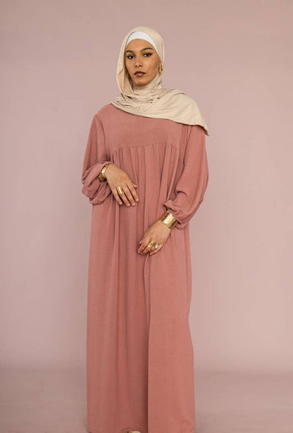 Beige Balloon Sleeves Dress