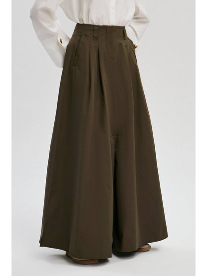Khaki Skirt With Darts