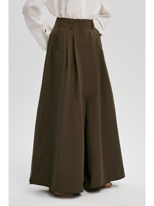 Khaki Skirt With Darts