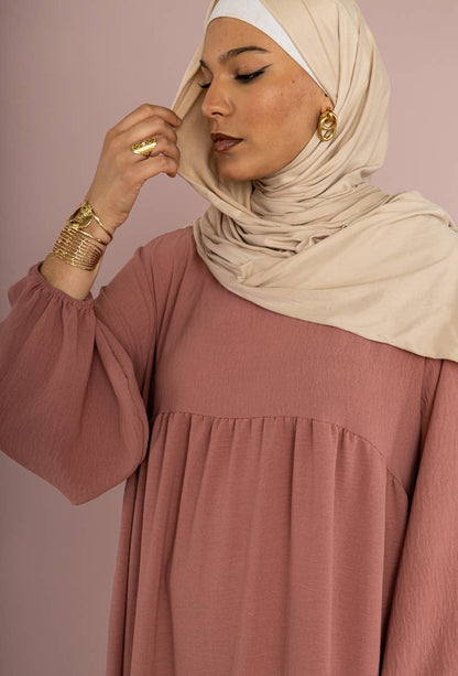 Beige Balloon Sleeves Dress