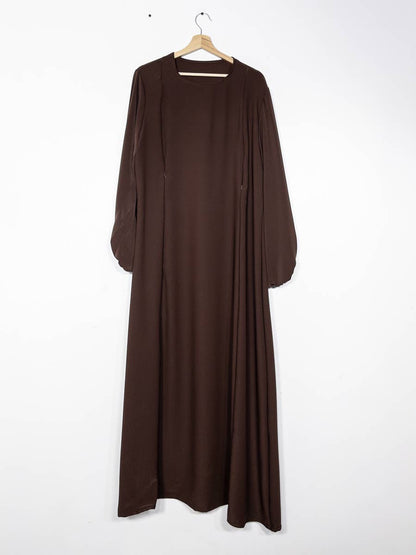 Marron - Medina silk nursing abaya with zip opening