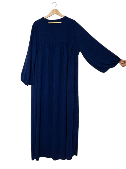 Navy Balloon Sleeves Dress