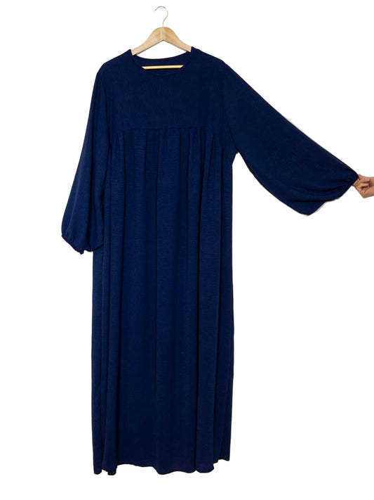 Navy Balloon Sleeves Dress
