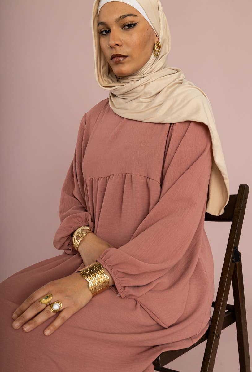 Olive Balloon Sleeves Dress