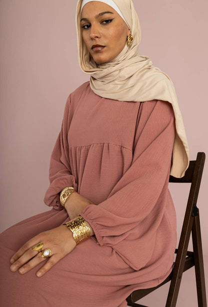 Olive Balloon Sleeves Dress