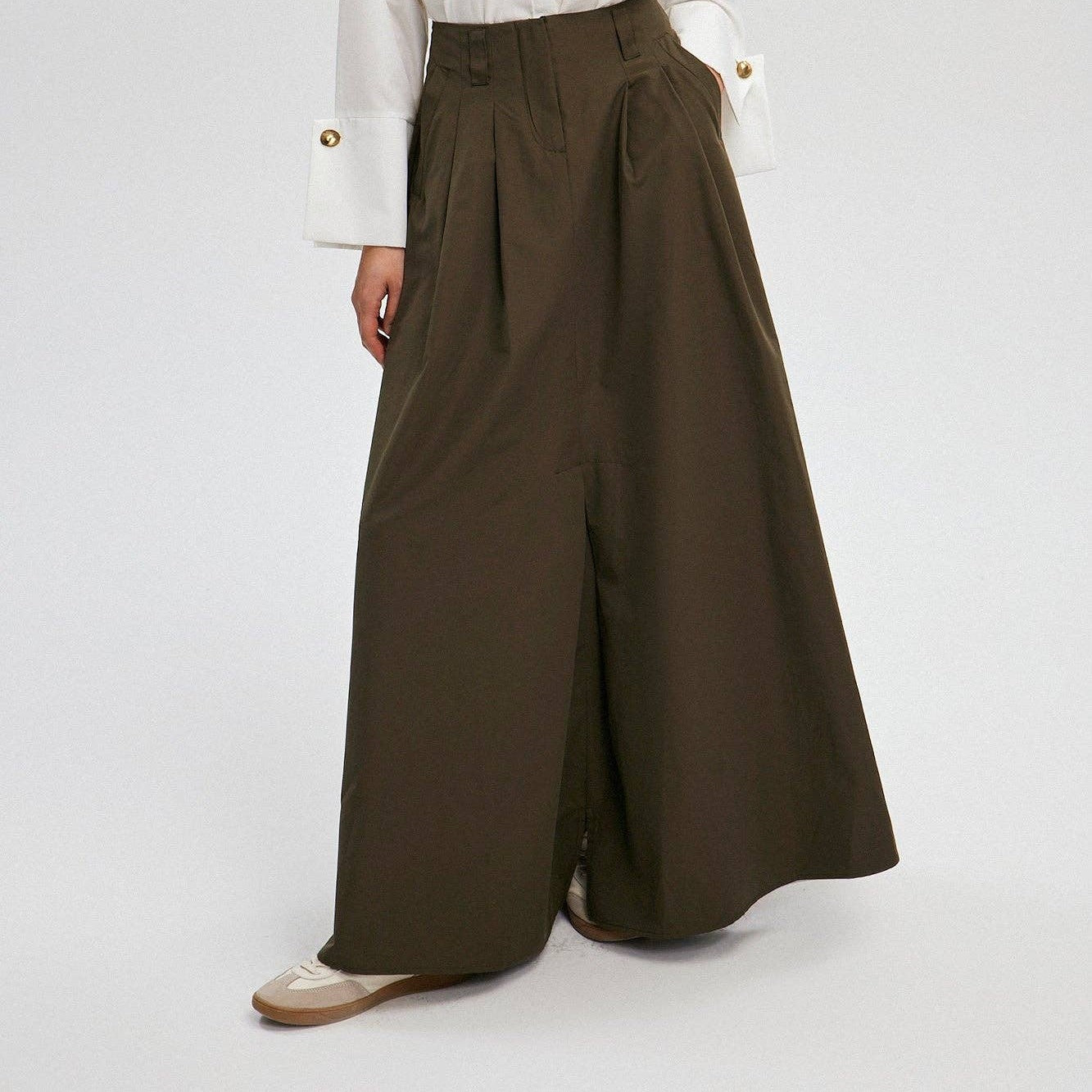 Khaki Skirt With Darts