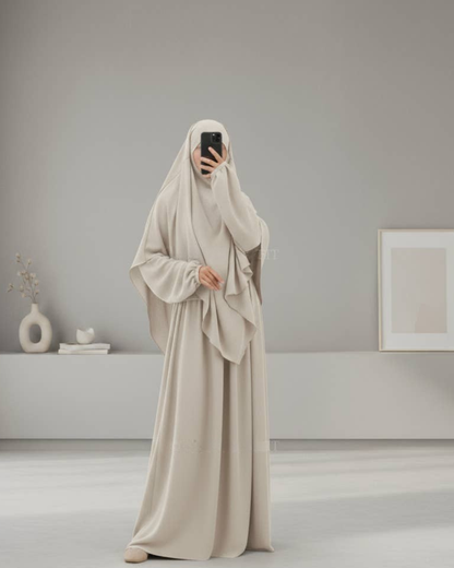Beige - Khimar Abaya set
