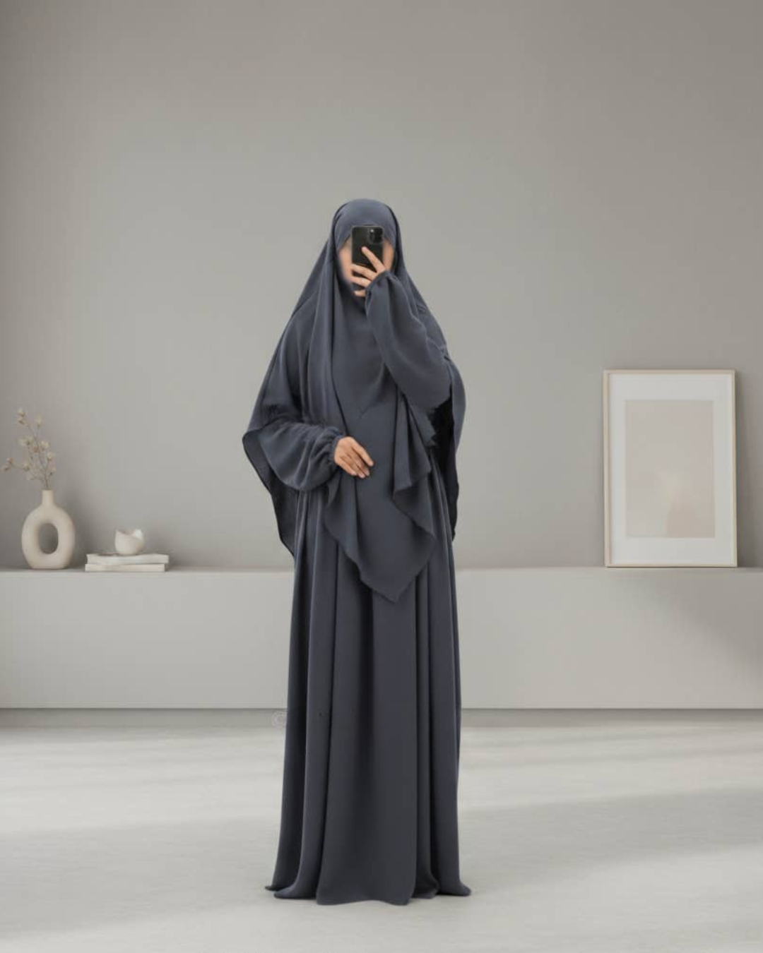 Dark grey - Khimar Abaya set