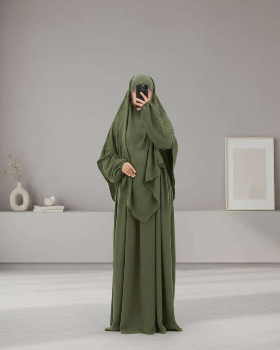 Khaki - Khimar Abaya Set