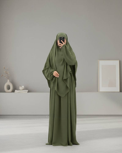Khaki - Khimar Abaya Set
