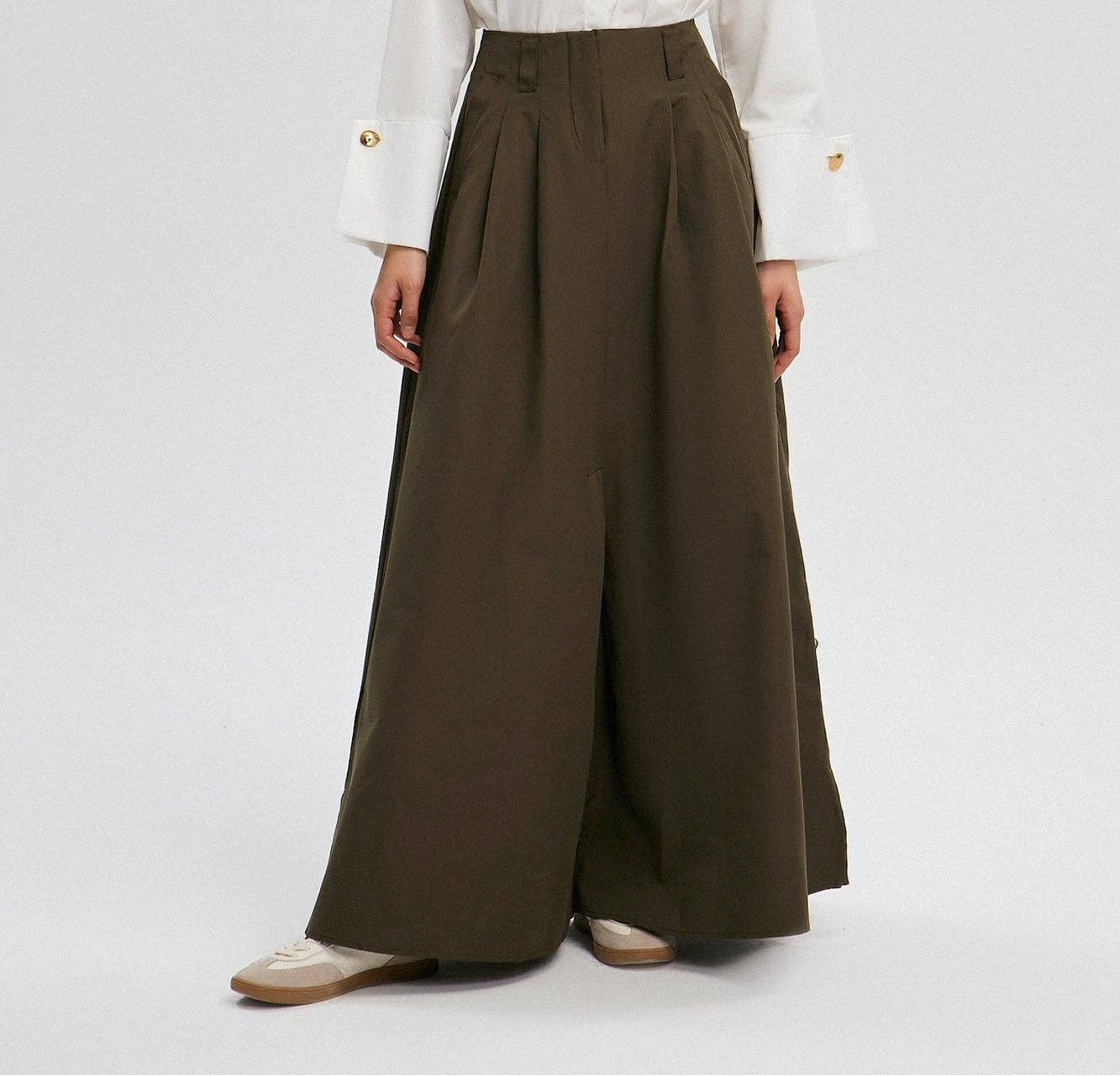 Khaki Skirt With Darts