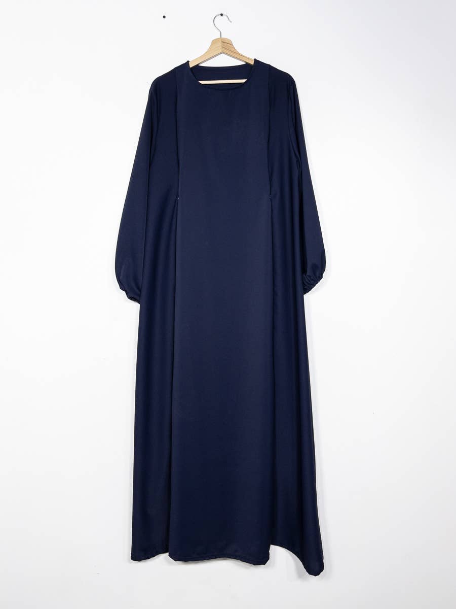 Marine - Medina silk nursing abaya with zip opening