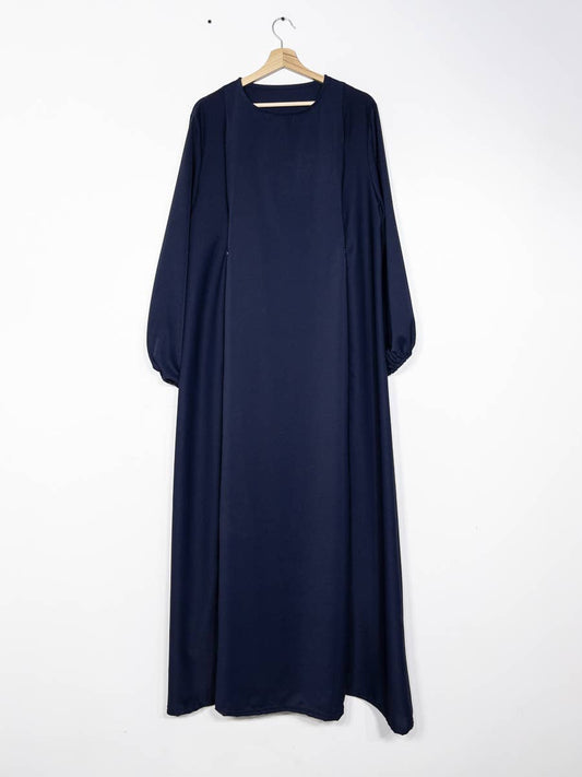 Marine - Medina silk nursing abaya with zip opening